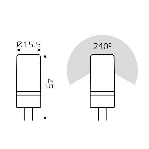 Лампа светодиодная LED 5 Вт 400 лм 4100К DC12В G4 капсула нейтральный Низковольтная Elementary