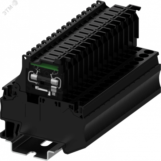 Клемма TC пружин., с предохранителем со светодиодом 220VAC/VDC, сечение 4 мм. кв., черная