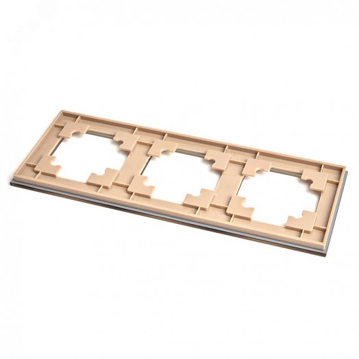 Рамка трехместная горизонтальная, стекло, Катрин, золото Stekker