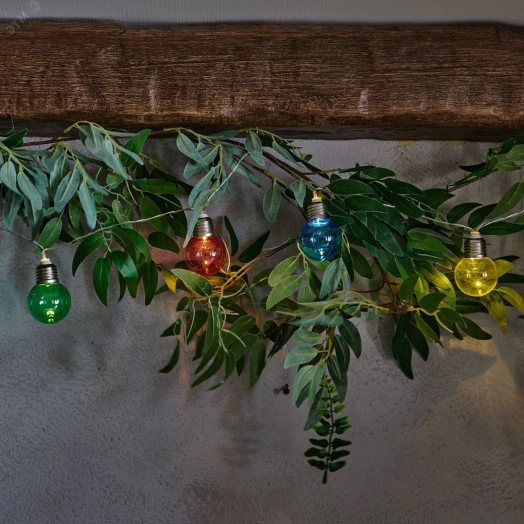 Гирлянда светодиодная Лампочки на батарейках 3AA (не в/к) 18м 10 светодиодов Разноцветный свет Провод прозрачный ULD-S1800-010/STB/3AA MULTI IP20 BULBS