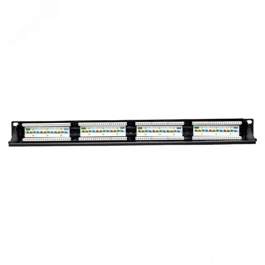 Патч-панель TERACOM PRO 19'' Cat.5E 1U неэкранированная UTP 24 порта RJ-45 Dual IDC с органайзером