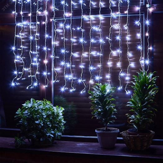 Занавес светодиодный 15х15м 100 светодиодов Провод прозрачный ULD-C1515-100/DTA WHITE IP20