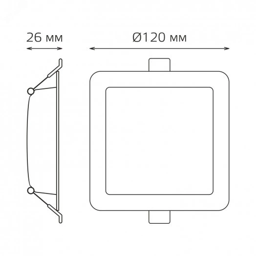 Светильник светодиодный ДВО 9 Вт 4000К 720 лм 170-260В IP20 120х120х26мм монт разм 90х90мм Пластик Elementary Gauss