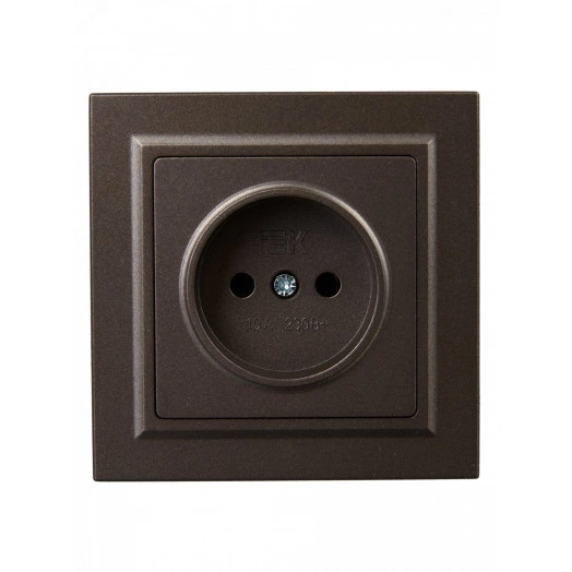 BRITE Розетка 1 пост без заземления без защитных шторок 10А в сборе РСР10-1-0-БрТБ темная бронза IEK