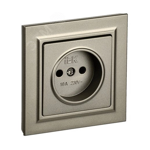 BRITE Розетка 1 пост без заземления без защитных шторок 10А в сборе РСР10-1-0-БрШ шампань IEK