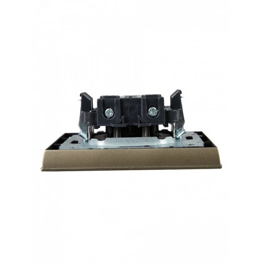 BRITE Розетка 1 пост без заземления без защитных шторок 10А в сборе РСР10-1-0-БрШ шампань IEK