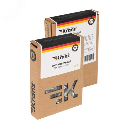 Болт мебельный DIN 603. 6х25 (50 шт/уп)