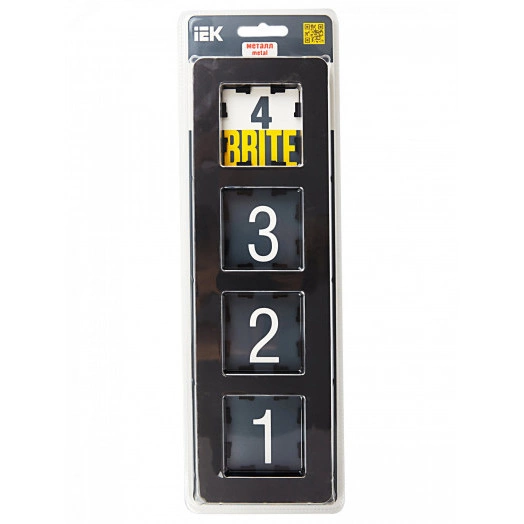 BRITE Рамка 4 поста РУ-4-1-Бр металл черный RE IEK