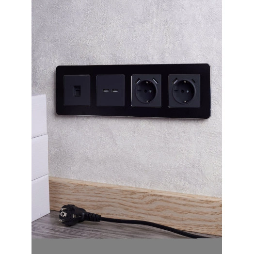 BRITE Рамка 4 поста РУ-4-1-Бр металл черный RE IEK