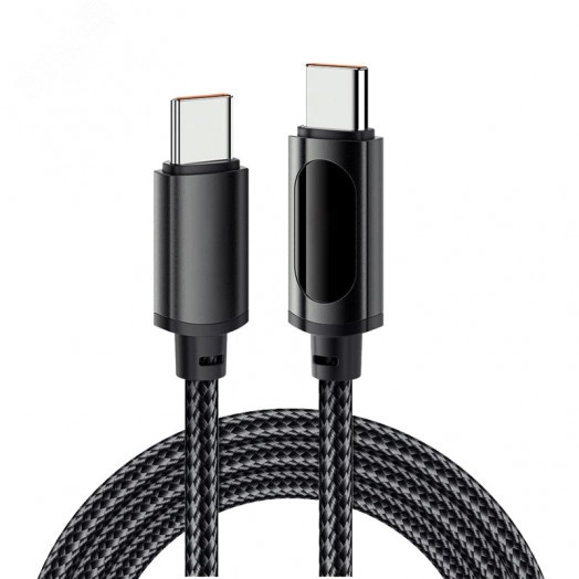 Кабель USB Type-C - Type-С, 5A, 100Вт, 1м, черный