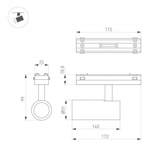 Светильник MAG-VIBE-SPOT-R55-18W Day4000-MIX (BK, 24 deg, 48V, TUYA Zigbee) (Arlight, IP20 Металл, 5 лет)