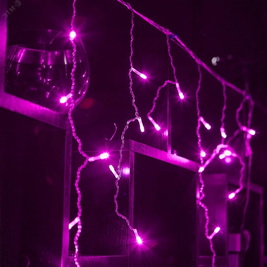 Бахрома светодиодная 2м 48 светодиодов Розовый свет Провод прозрачный ULD-B2005-048/DTA PINK IP20