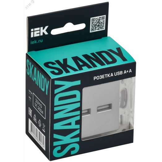 SKANDY Розетка USB A+C 18Вт SK-R13T титан IEK