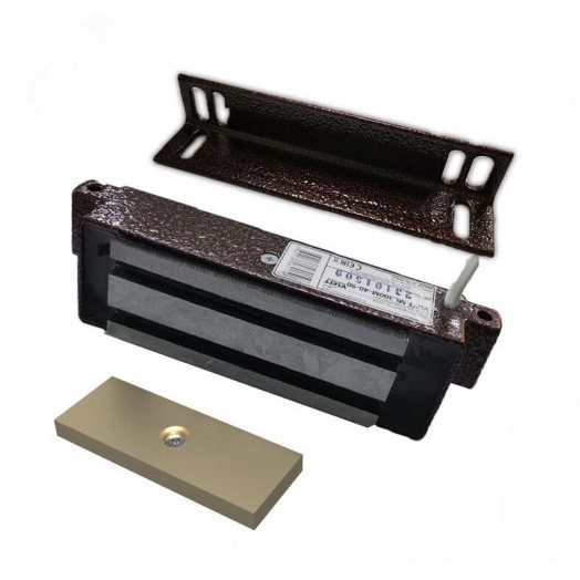 Замок электромагнитный (12VDC, 0,5А, 300кг),встроенный модуль перемагничивания, монтажный комплект, уголок 40х50мм., толщина уголка 4мм.