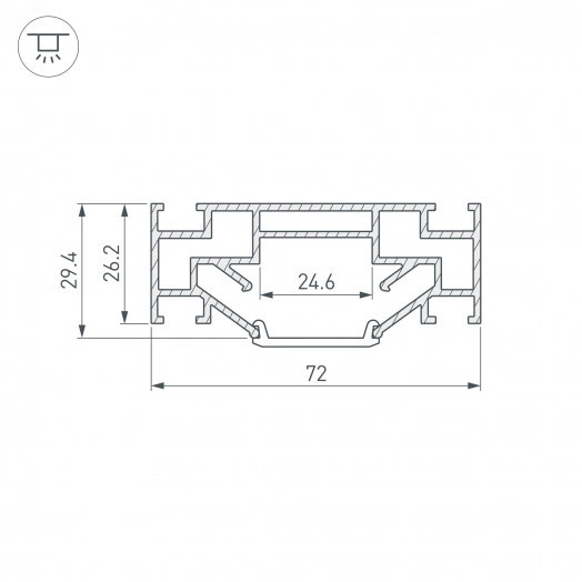 Профиль STRETCH-25-CEIL-CENTER-2000 (Алюминий)