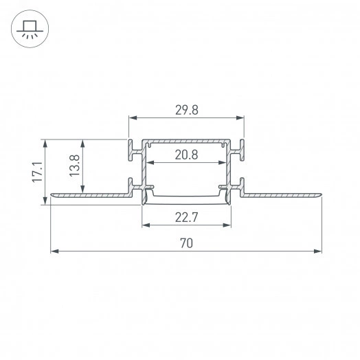 Профиль FANTOM-BENT-W23-SIDE-2000 ANOD (Arlight, Алюминий)