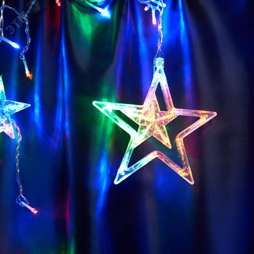 Гирлянда бахрома Звезды  LED мультиколор 3x1м