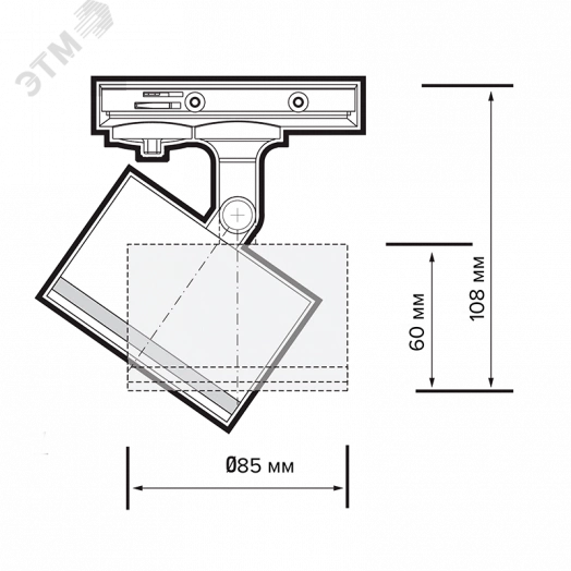 Светильник светодиодный трековый на шинопровод ДПО GX53 PTR 31 GX53 BL 230V IP2 без лампы черный корпус