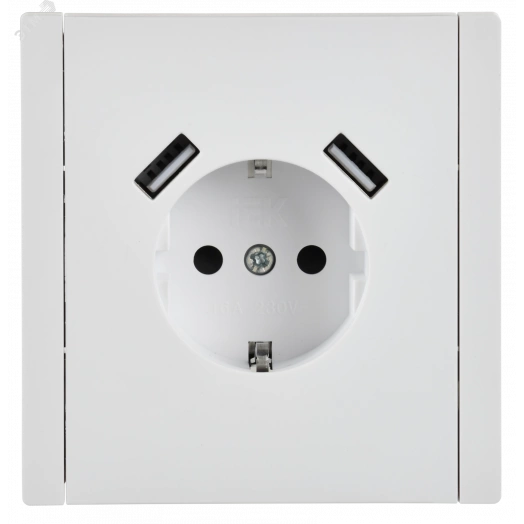 FORTE&PIANO Розетка 1-местная с заземлением с защитными шторками винтовое крепление 16А USB A+A 3,1А FP245 белый IEK
