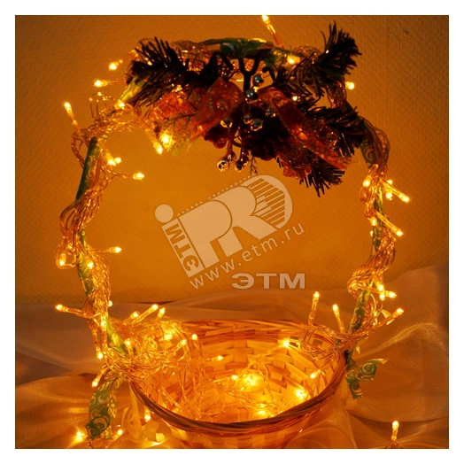 Электрогирлянда внутренняя 100 микроламп желтая