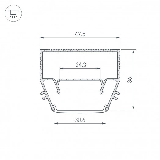 Профиль STRETCH-S-35-CEIL-CENTER-2000 (GAммA35) (Алюминий)