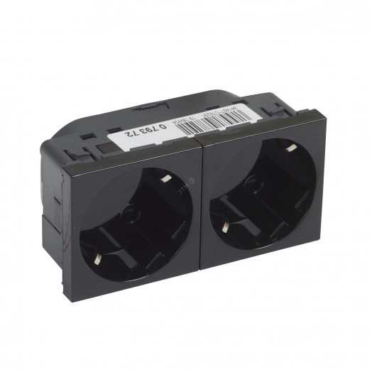 Розетка 2 x 2К+3 под углом 45° - Программа Mosaic - немецкий стандарт - 4 модуля - черная