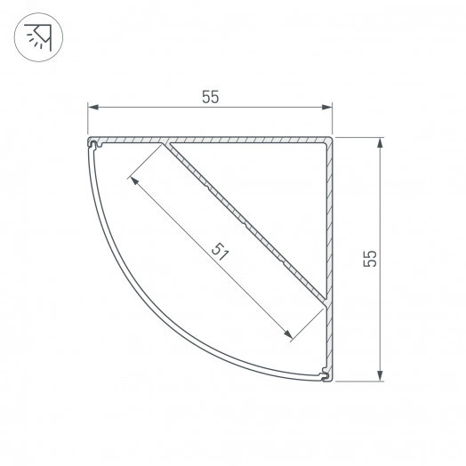 Профиль KANT-H55-2000 ANOD (Алюминий)