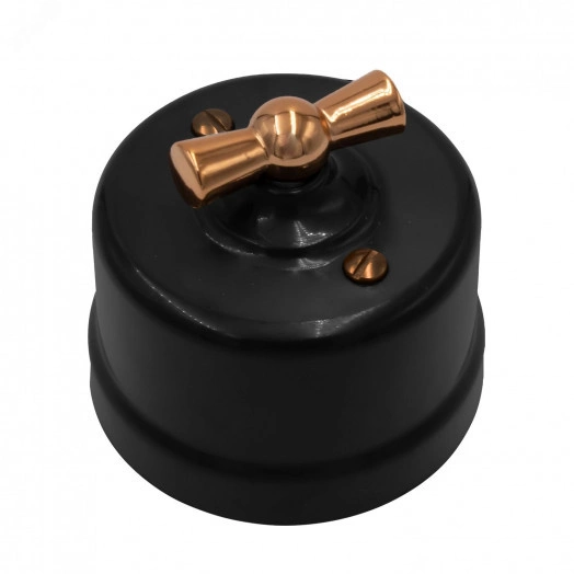 Выключатель Лизетта 1-кл., проходной, пластик, цвет Черный, Медь