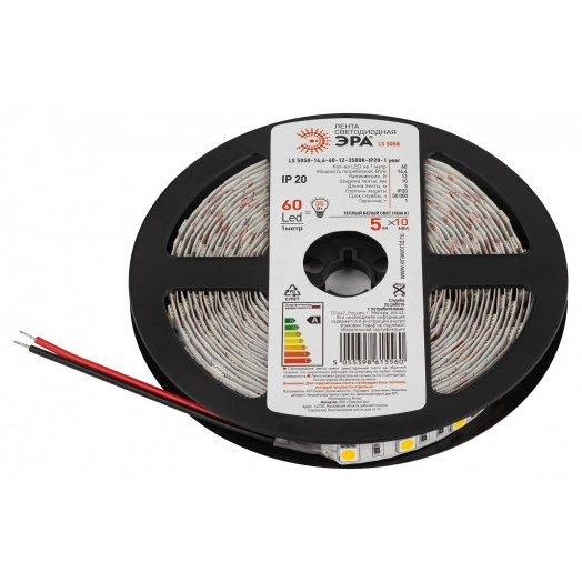 Светодиодная лента 5м, теплый, LS5050-14,4-60-12-3500K-IP20-1 year-5м