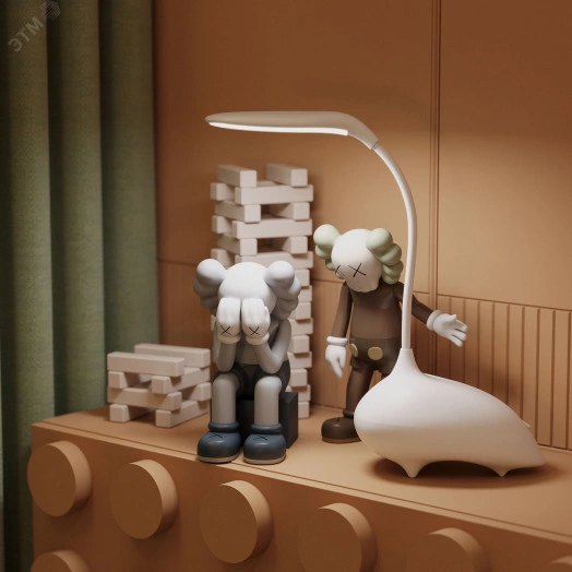 Светильник настольный светодиодный LED 6 Вт 330 Лм 2700-6000К модель GTL701 белый с Li-ion аккумулятором 1200 мА диммируемый детский Qplus