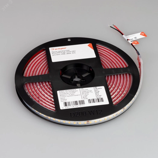 Лента герметичная RTW-PR-A128-10мм 24V White6000 (9.6 W/m, IP66, 2835, 5м) (высок.эфф.150 лм/Вт)