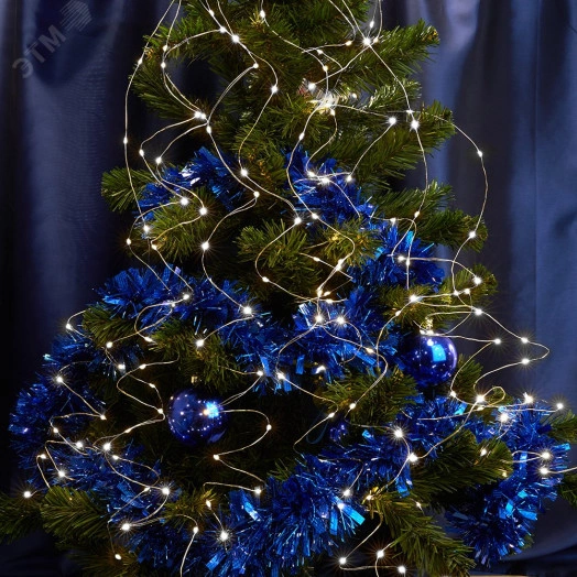 Гирлянда на елку LED белый 10 веток 2м от батареек