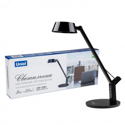 Светильник настольный 9W Сенсорный выключатель TLD-570 Black/LED/500Лм/2700-5500K/Diммer черный