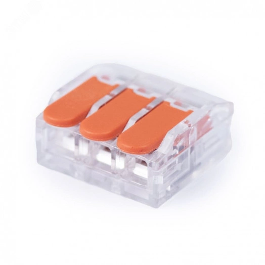 Клемма соединительная универсальная 3-х проводная с рычагом 0.5-6.0 (10шт) (WAGO 221-6