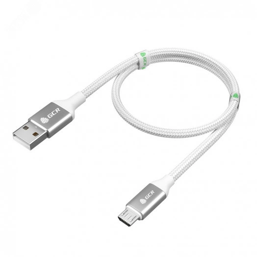 Кабель Micro USB, 1.5 м., AL белый-серебро нейлон, быстрая зарядка