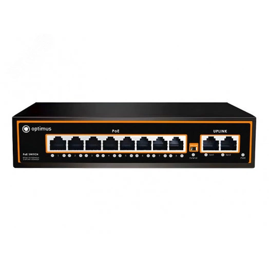 Коммутатор неуправляемый 10 портов RJ45 10 100 Мб/с  PoE 120Вт