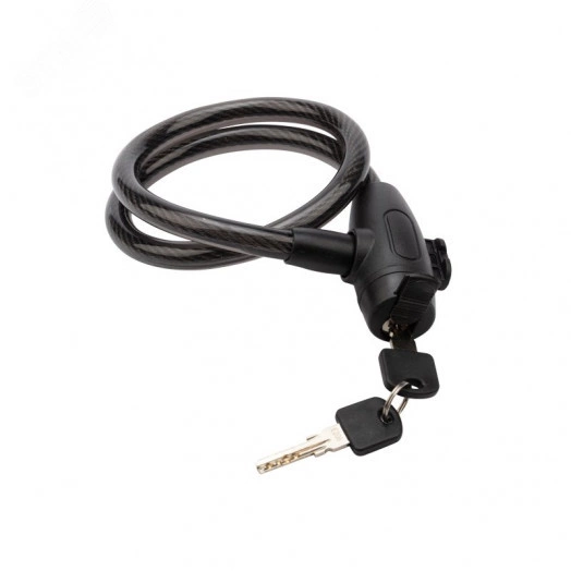 Замок тросовый взломостойкий для велосипедов и колясок с ключом 65 см черный