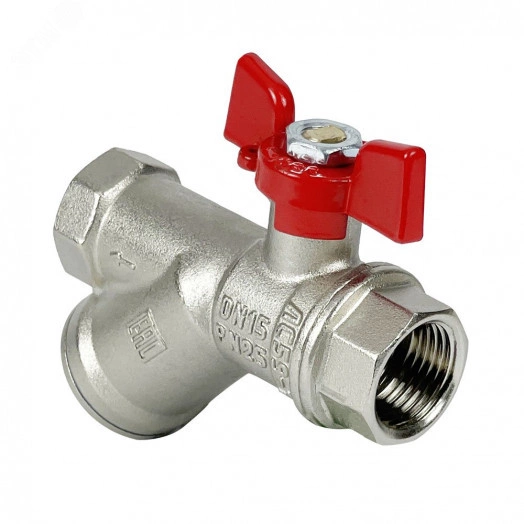 Кран шаровой PREMIUM для воды 11Б27фт1М латунный никелированный с фильтром 1/2' ВР-ВР рычаг