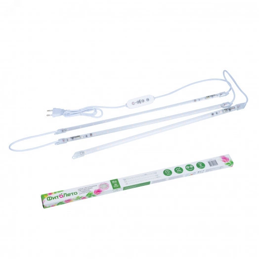 Светильник для растений светодиодный линейный ULZ-P03-10W-SPLE-TM IP65 CLEAR KIT03 540мм. Пластик. Спектр для фотосинтеза. В составе набора из 3-х штук. с таймером.ФитоЛето