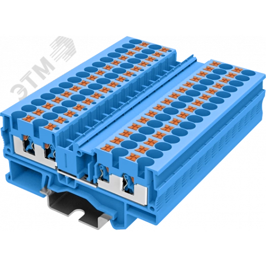 Клемма TP 2-2 проходная Push-in, сечение 4 мм. кв., синяя
