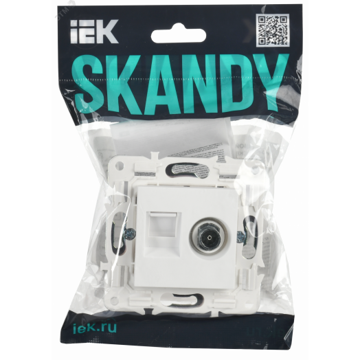 SKANDY Розетка двойная TV+RJ45 кат.6E SK-A15W арктический белый IEK