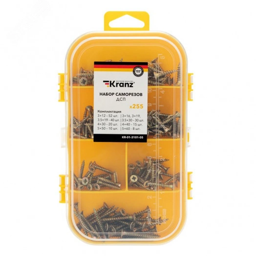Набор саморезов для ДСП (255 шт) KRANZ