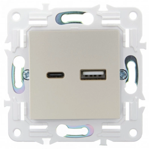 SKANDY Розетка USB A+C 18Вт SK-R13Sh шампань IEK