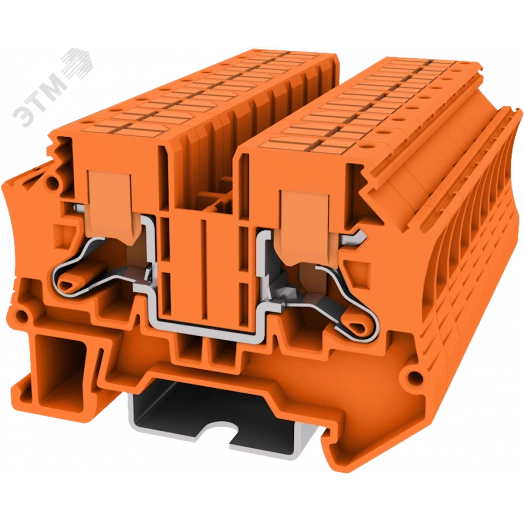 Клемма TP 1-1 проходная с боковой вводом провода .Push-in, сечение 6 мм. кв., оранжевая