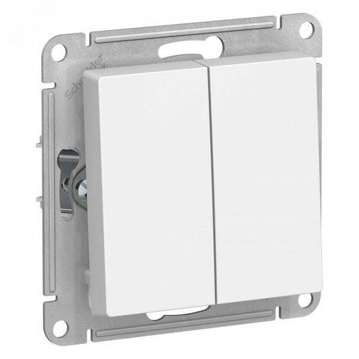 ATLASDESIGN 2-клавишный ВЫКЛЮЧАТЕЛЬ с самовозвратом, сх.5, 10АХ, механизм, БЕЛЫЙ