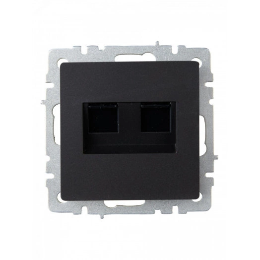 BRITE Розетка компьютерная двойная RJ45 кат.6 РК11-2-БрЧ черный IEK
