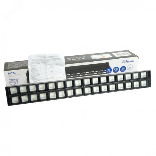 Светильник светодиодный трековый на шинопровод ДПО-2х30w 6500К 6600Лм поворотный черный