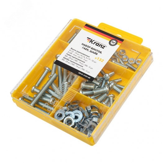 Набор винтов, гаек и шайб (132 шт) KRANZ