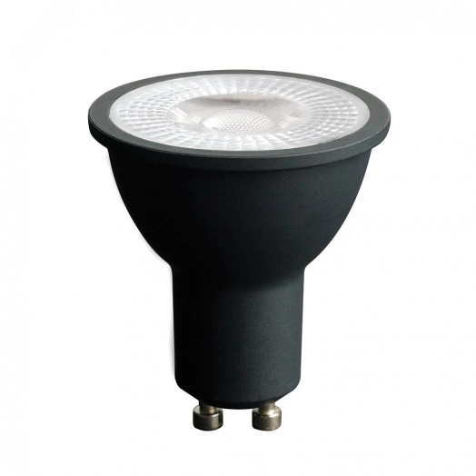 Лампа светодиодная LED 7вт 230в GU10 теплый с линзой 38 гр. черный корпус Feron PRO