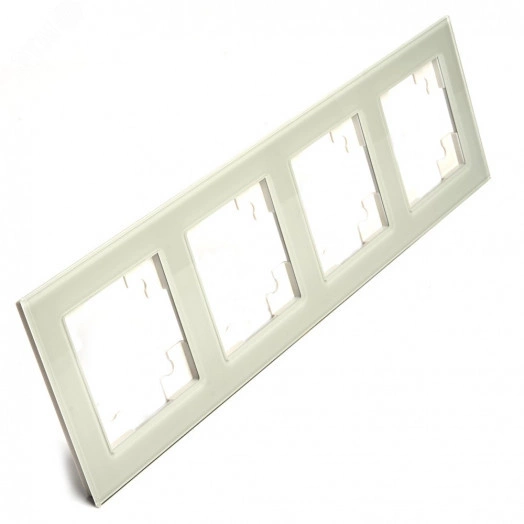 Рамка четырехместная горизонтальная, стекло, Катрин, дымчатый Stekker